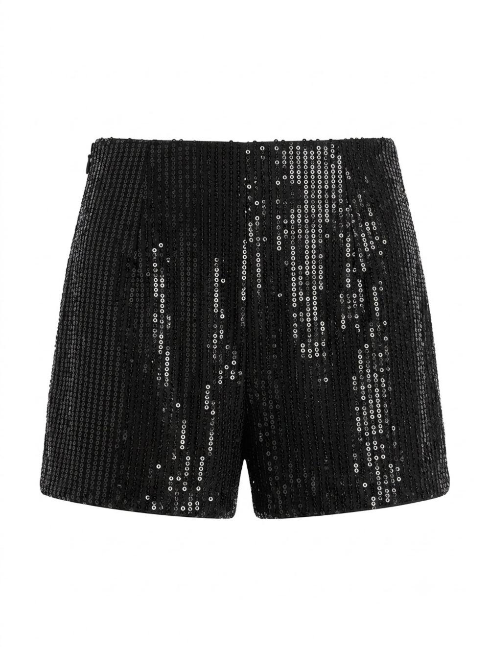 Black Sequin Elastic‑Waist Shorts – Size Small